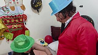 stepmom blows perverted stepson to celebrate new year!