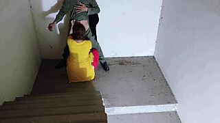 Meeting Horny Sister-in-Law On Stairs Leads To Rough Pussy Sex Cumshot