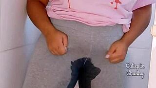 BBW Ebony Soaks Leggings in Hot Pee