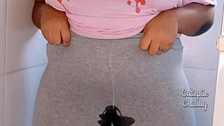 BBW Ebony Soaks Leggings in Hot Pee