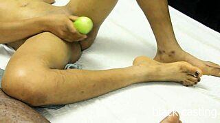 Watch this African babe destroy cucumber with her tight pussy!