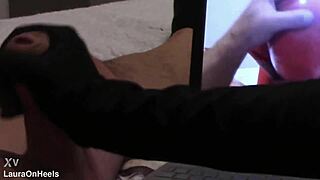 My hot latina milf gives pov nylon handjob cumshot compilation on big cock