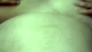 bold bbw big belly milf pussy pounded pov as husband rubs and cums