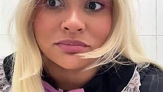 Gassy BBW Cosplay Babe Farts Loud In Public Toilet At Halloween Con!