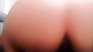big ass teen whore bends over fucks pussy with monster dildo