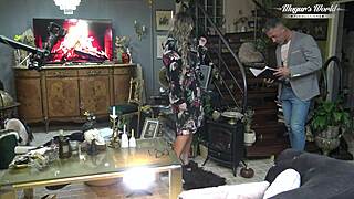 sexy Odette facial cumshot backstage with client interview