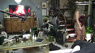 sexy Odette facial cumshot backstage with client interview