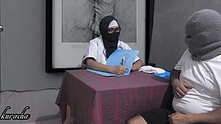 lucky patient moans in passion with curvy lady doctor squirting orgasm