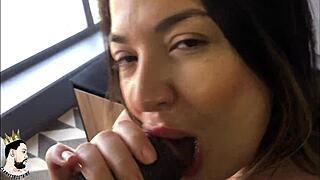 tais daeva drools messy spit all over my huge cock up close