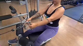 Gym Slut Fingers Ass Bent Over Doggystyle No Panties Masturbating