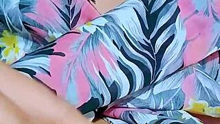 pretty girl fingers her wet pink pussy in office bathroom