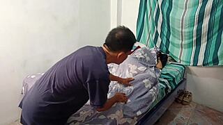 my dirty old stepdad sneaks into my room we rip clothes for bed sex creampie