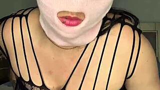 masked latina babe hides face while pounding wet pussy deep