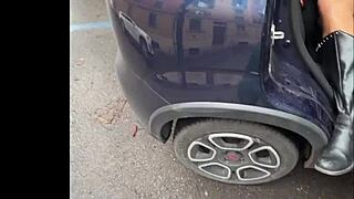 Silvia Preslar gives Max Felicitas epic deepthroat blowjob in car then bends for doggystyle pounding! 🍆💦🚗