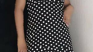 sexy latina milf allisonvega strips naked slowly in heels and tight dress shaking her big natural tits and ass