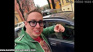 Silvia Preslar gives Max Felicitas epic deepthroat blowjob in car then bends for doggystyle pounding! 🍆💦🚗