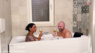 Big boobs brunette double penetration doggystyle cum toast