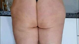 Hidden Camera Catches Stepmom in Kitchen Panties and Sheer Top