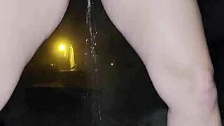 oh damn peeing my wet hairy pussy outside on this freezing night... so cold!