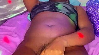 Skinny Natural Blonde with Hairy Dark Skin Teases Her Big Tits Solo