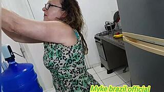 blonde latina bent over kitchen counter for big ass doggystyle pounding