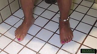 18-Year-Old Brunette Andressa Soares Takes Shower