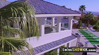 Topless swingers tease with outdoor softcore games under sun