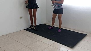 Whoa latin stepsisters' aerobics flash wet asses and vaginas so hot?