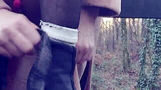 forest exhib flashing hairy pussy clit toys outdoors 😏🌳