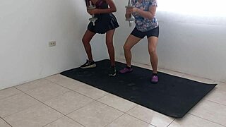 Whoa latin stepsisters' aerobics flash wet asses and vaginas so hot?