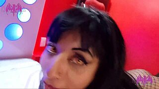 goth latina's juicy shaved pussy creampied after club in pantyhose