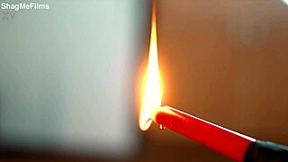 Fit Milf's Shaved Pussy Punished with Hot Wax Dripping in BDSM Masturbation