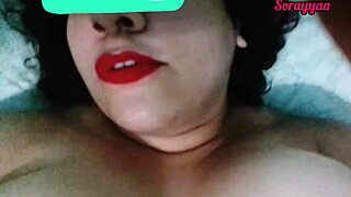 Chubby horny latina milf with big natural tits plays solo in sexy red lipstick complete