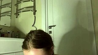 Sloppy deepthroat blowjob cumshot facial on fat blonde tits