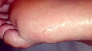 my girlfriend's soft soles get licked and sucked by my hungry tongue