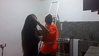 i watched the new muscular handyman fixing the roof then seduced him with my mouth before he fucked me standing