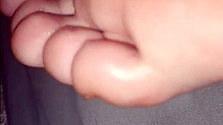 my girlfriend's soft soles get licked and sucked by my hungry tongue