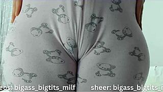 big camel toe throbs excitedly in tight pajamas