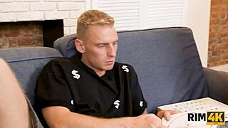 Redhead Sweetie in Dress Gets Rimjob Twister Turns Wild with Pussy Licking Blowjob and Hard Sex Action