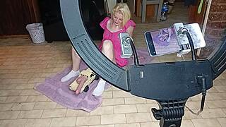 Roommates ram dildo on rc car deep into 18 blond teen's skinny pussy!