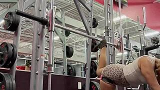 Bobbi Jo POPPIN Cherrys in Ebony Outdoor WORKOUT with Big Ass Tattoo