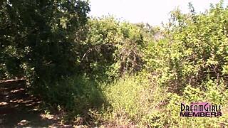 omg tattooed petite brunette flashes shaved pussy strips nude in public park 😍🌳👀