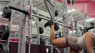 Bobbi Jo POPPIN Cherrys in Ebony Outdoor WORKOUT with Big Ass Tattoo