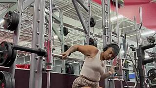 Bobbi Jo POPPIN Cherrys in Ebony Outdoor WORKOUT with Big Ass Tattoo