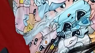 Alice in new pajamas gets her wet pussy teased while watching a movie