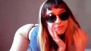 bonneyuwu stuffs marbles in condom into her tight wet teen pussy on bed