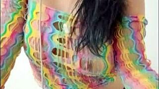 curvy cutie spreads wet pussy wide for pink dildo insertion