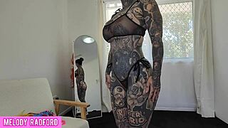 Curvy amateur slips into sheer micro bikini during bedroom try-on haul revealing big ass and tits