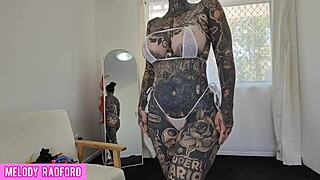 Curvy amateur slips into sheer micro bikini during bedroom try-on haul revealing big ass and tits