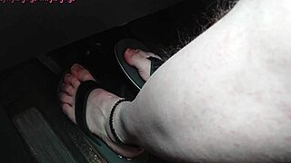 driving barefoot in flip flops feels so teasing on those german feet